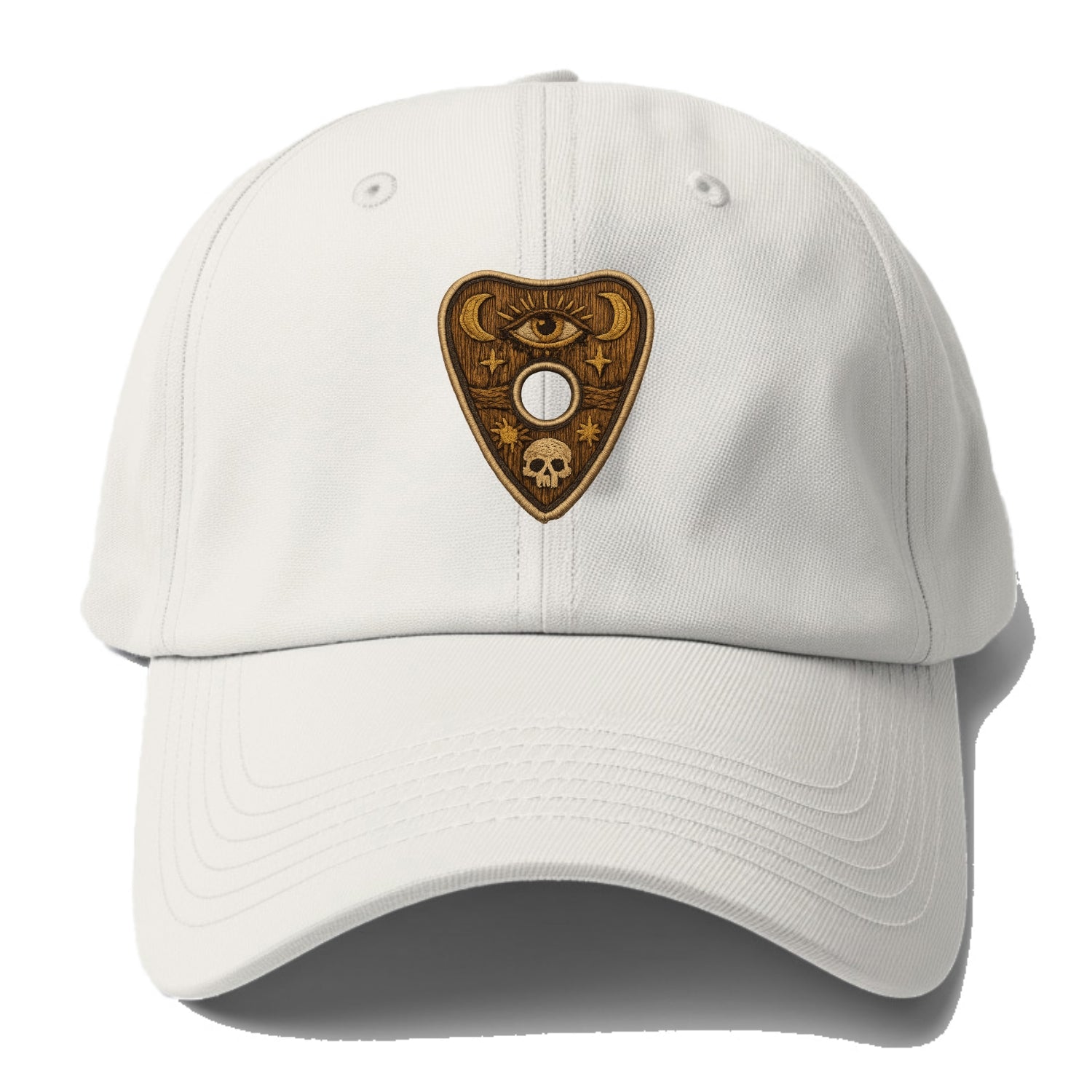 OUIJA PLANCHETTE - spirit board pointer in wood and gold , seance - Baseball Cap For Big Heads - Off White