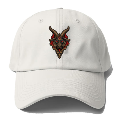 BAPHOMET HEAD - goat head symbol in black and red , occult - Baseball Cap - Off White