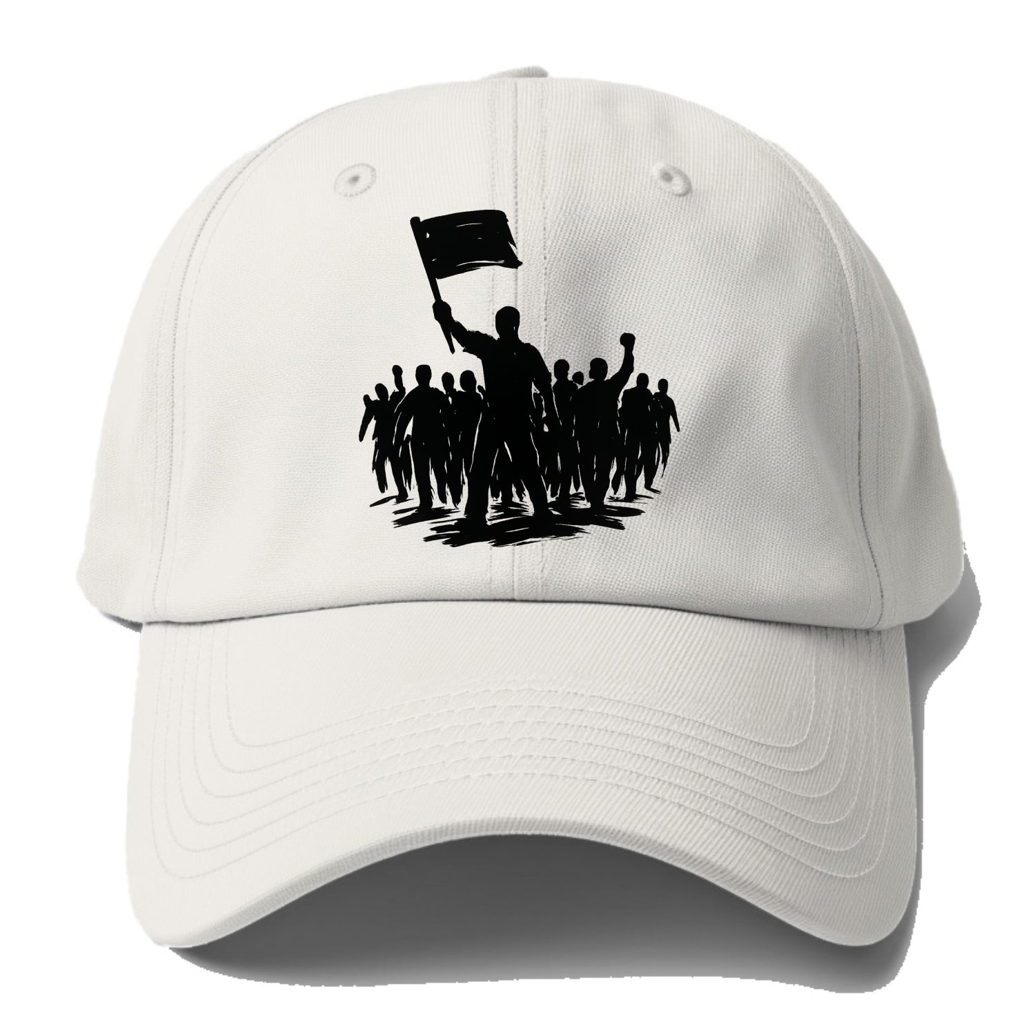 Crowd of protesters marching - solidarity movement ink painting - Baseball Cap - Off White