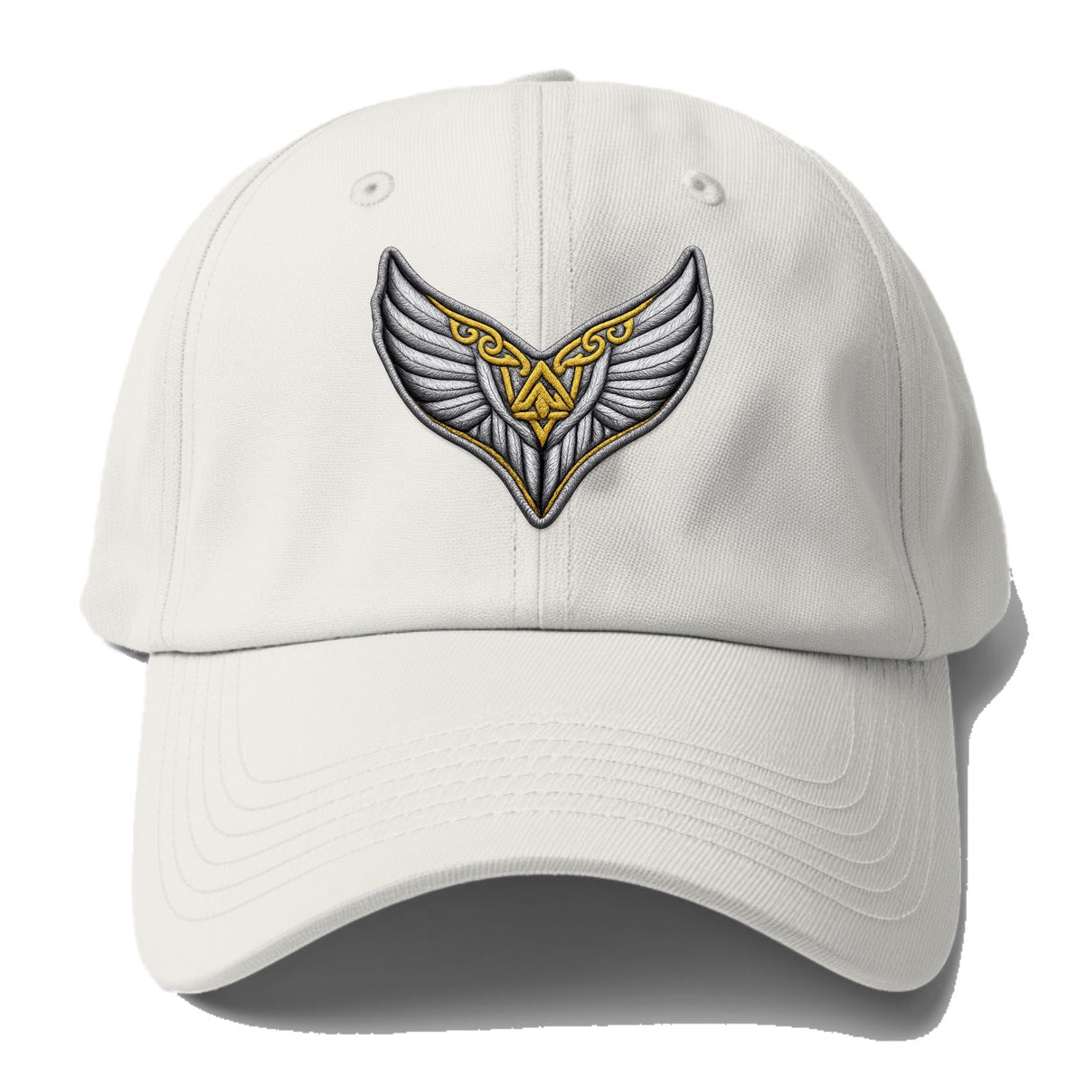 VALKYRIE WINGS - warrior maiden wings in silver and gold , Norse myth - Baseball Cap For Big Heads - Off White