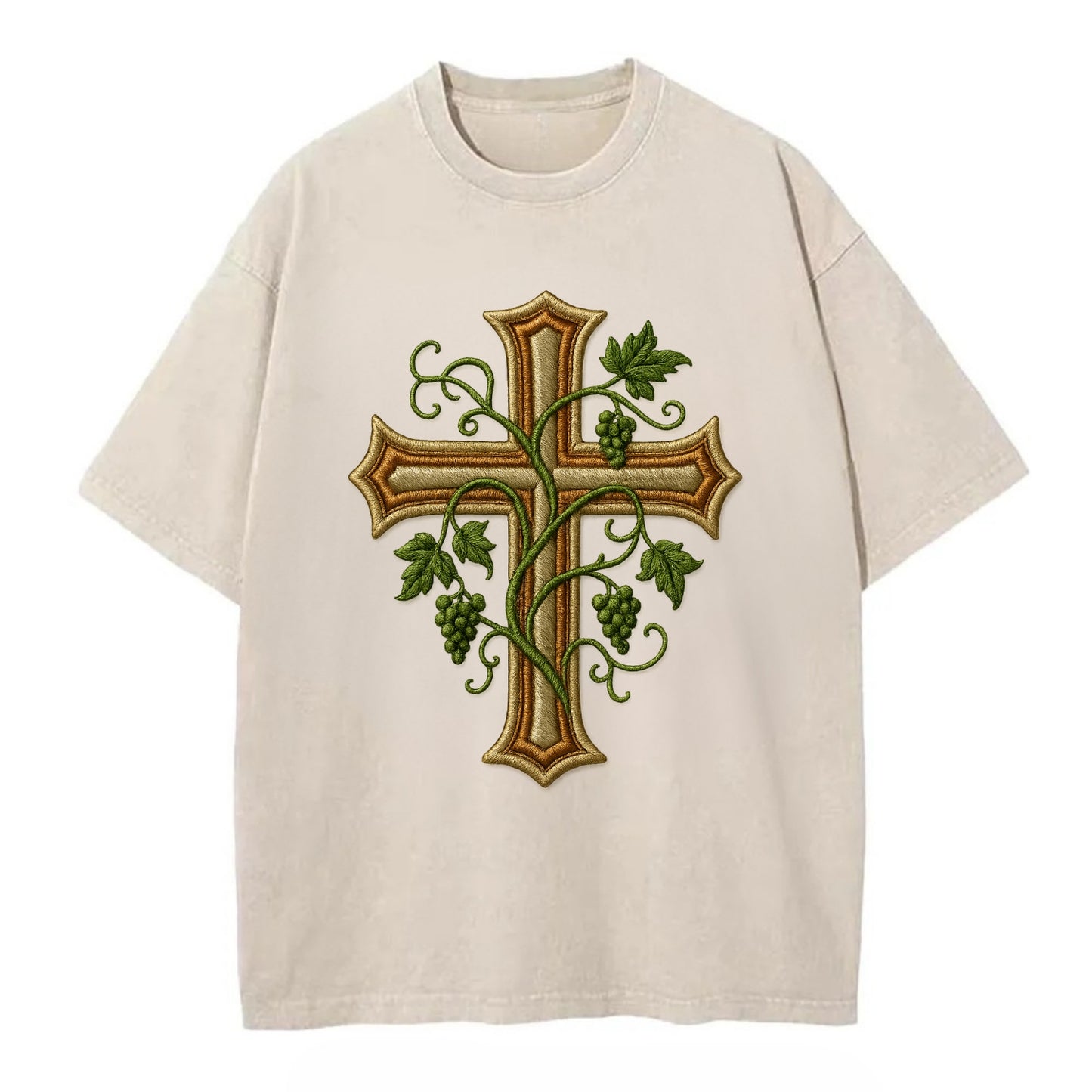 Vine Cross  - Vintage T-shirt - Off White