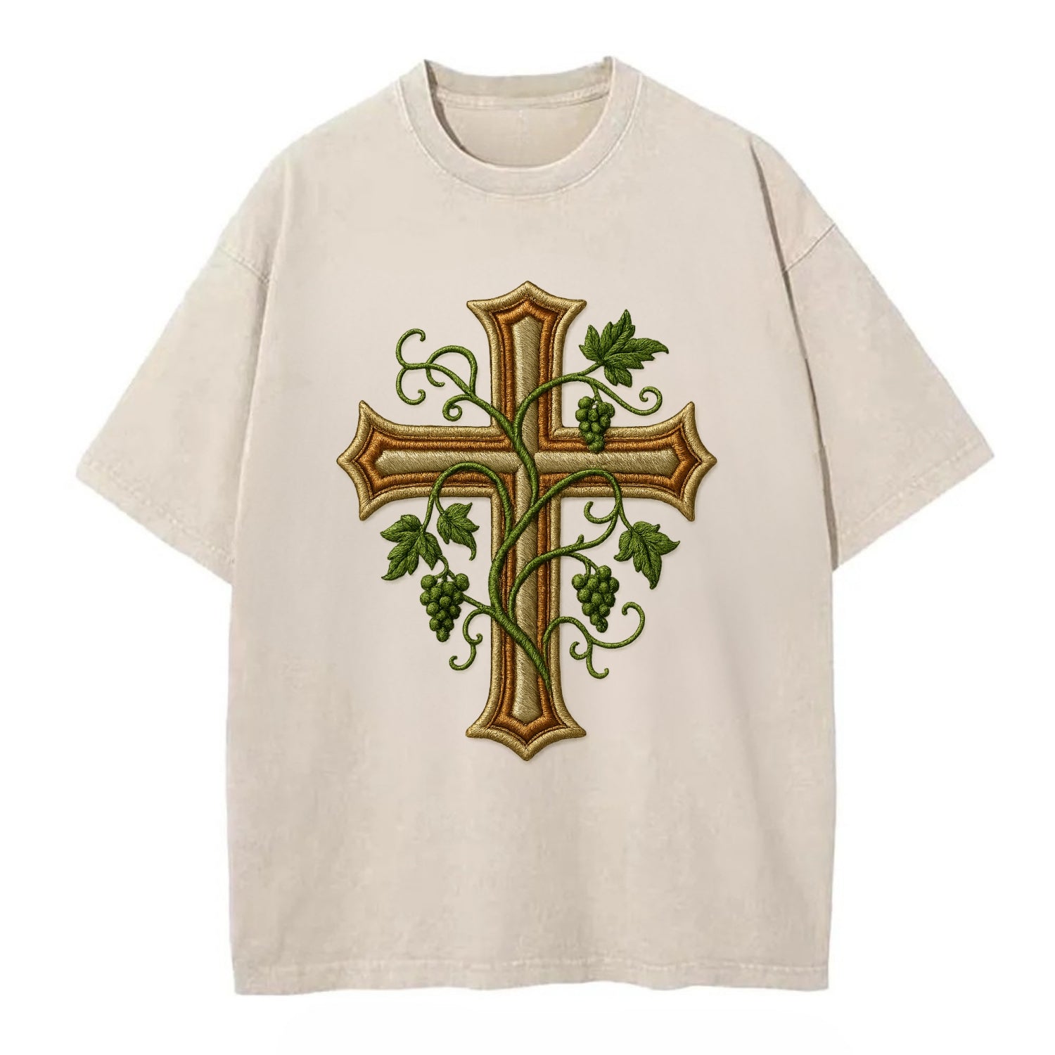 Vine Cross  - Vintage T-shirt - Off White