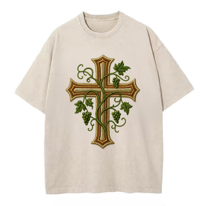 Vine Cross  - Vintage T-shirt - Off White