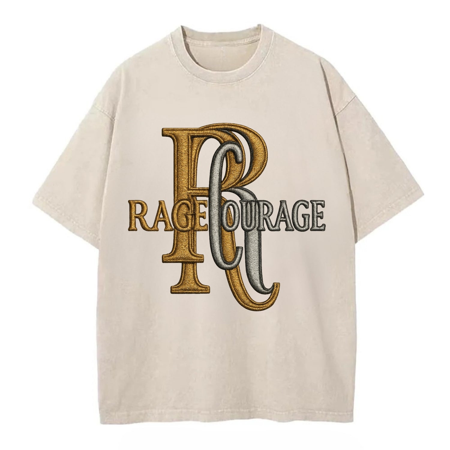 RAGE;COURAGE MODE Warrior Green Hat - Vintage T-shirt - Off White