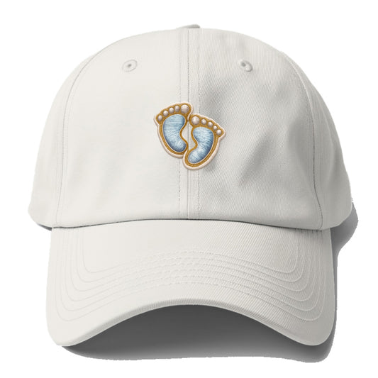 BABY FOOTPRINTS - tiny feet in pink or blue , newborn - Baseball Cap - Off White