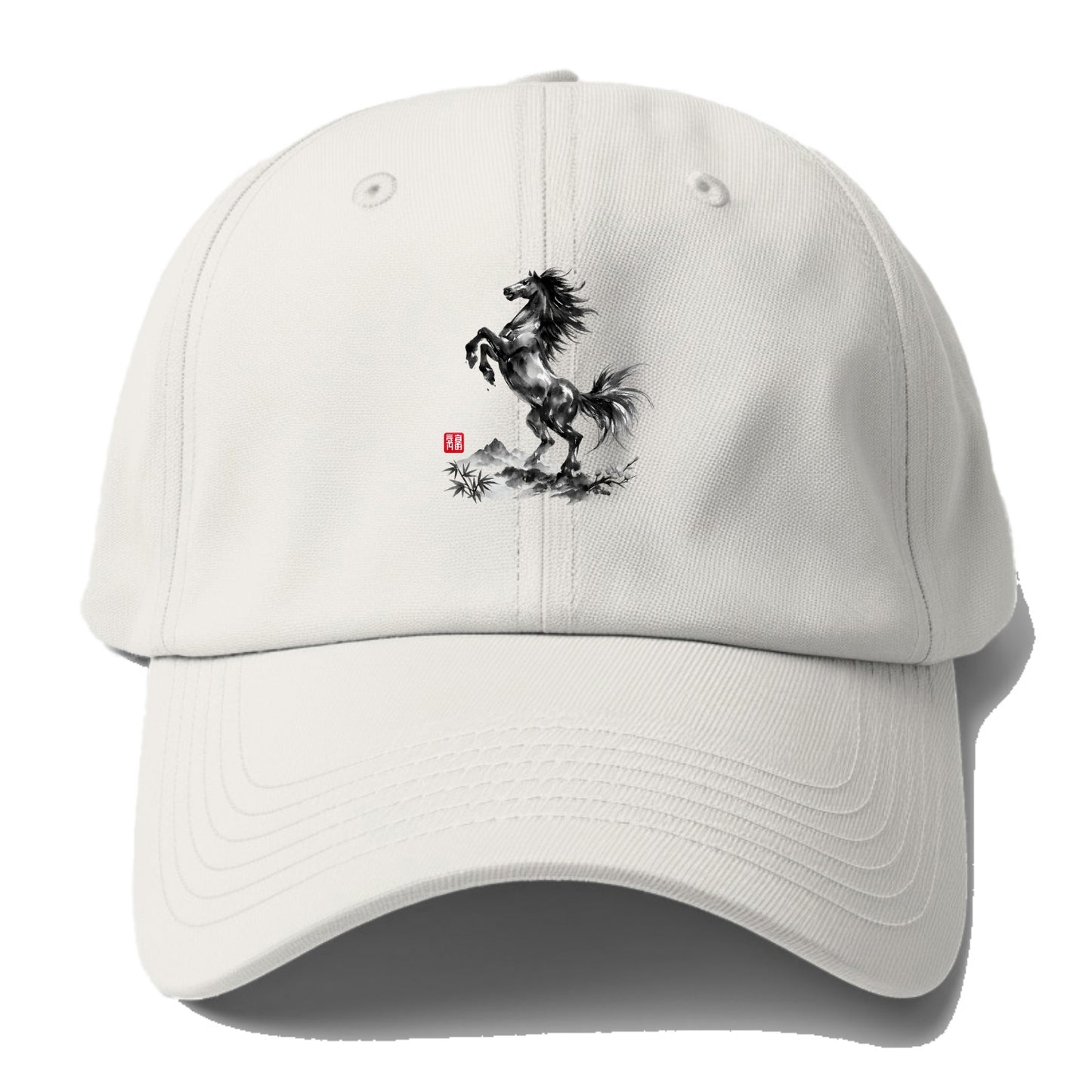 WILD STALLION | Powerful stallion rearing up | Windswept mane and tail | Mountain - Baseball Cap - Off White