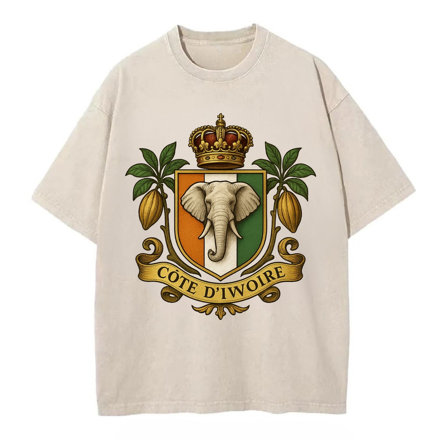 Ivory Coast Royal Logo  - Vintage T-shirt - Off White