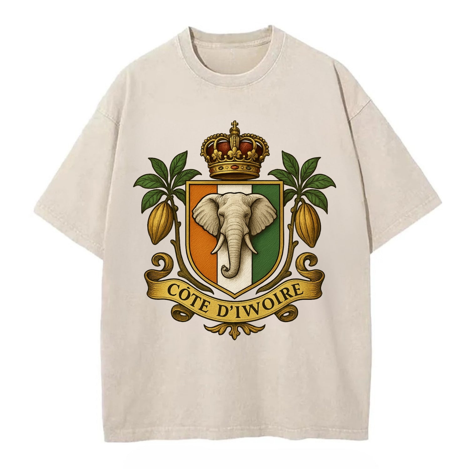 Ivory Coast Royal Logo  - Vintage T-shirt - Off White