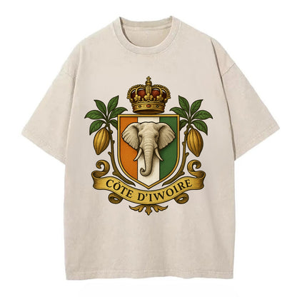 Ivory Coast Royal Logo  - Vintage T-shirt - Off White