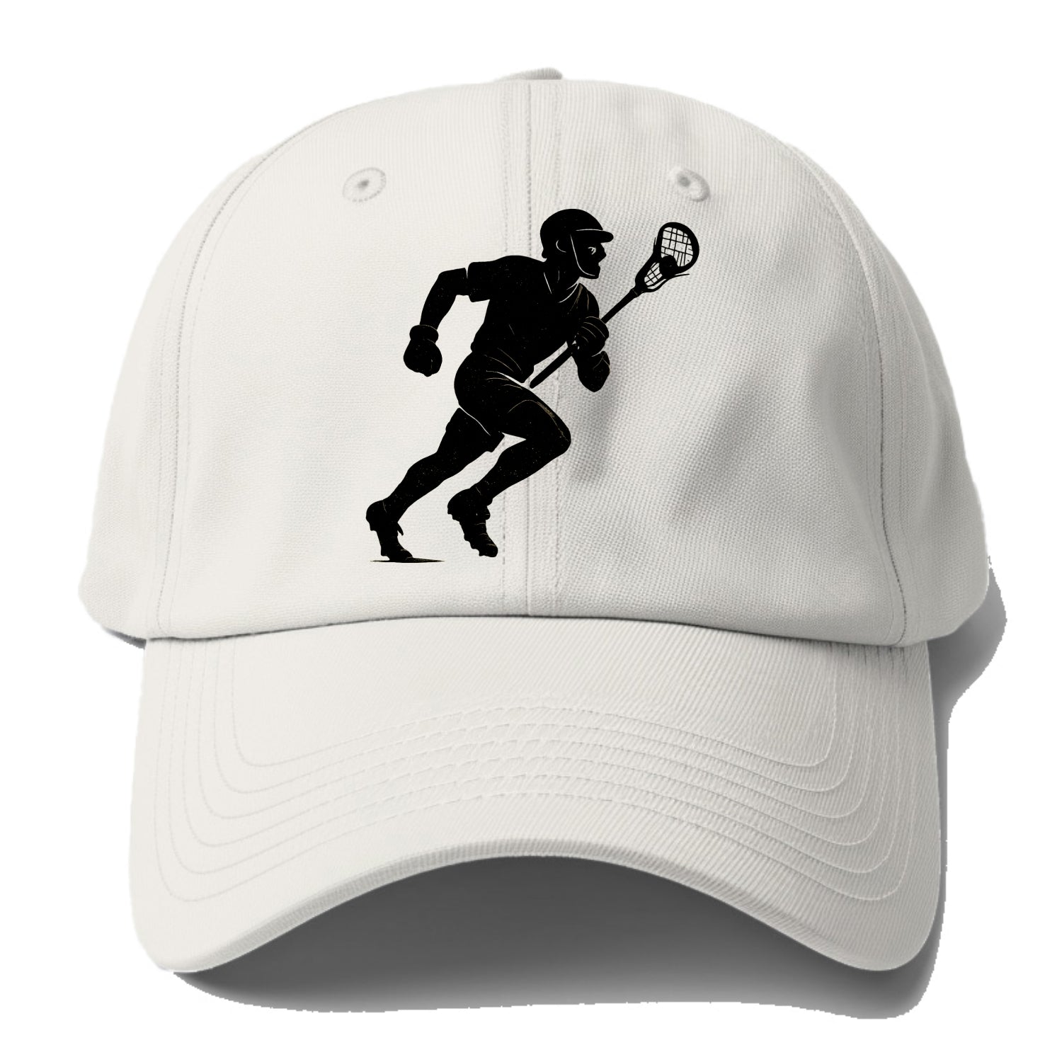 Lacrosse player cradling and running - Baseball Cap - Off White
