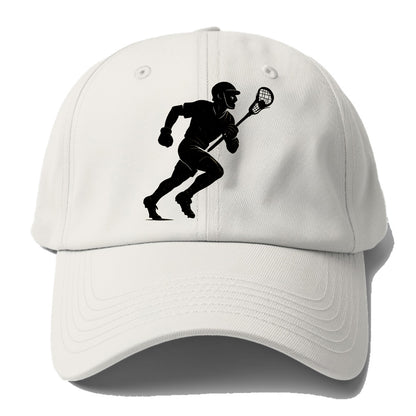 Lacrosse player cradling and running - Baseball Cap - Off White