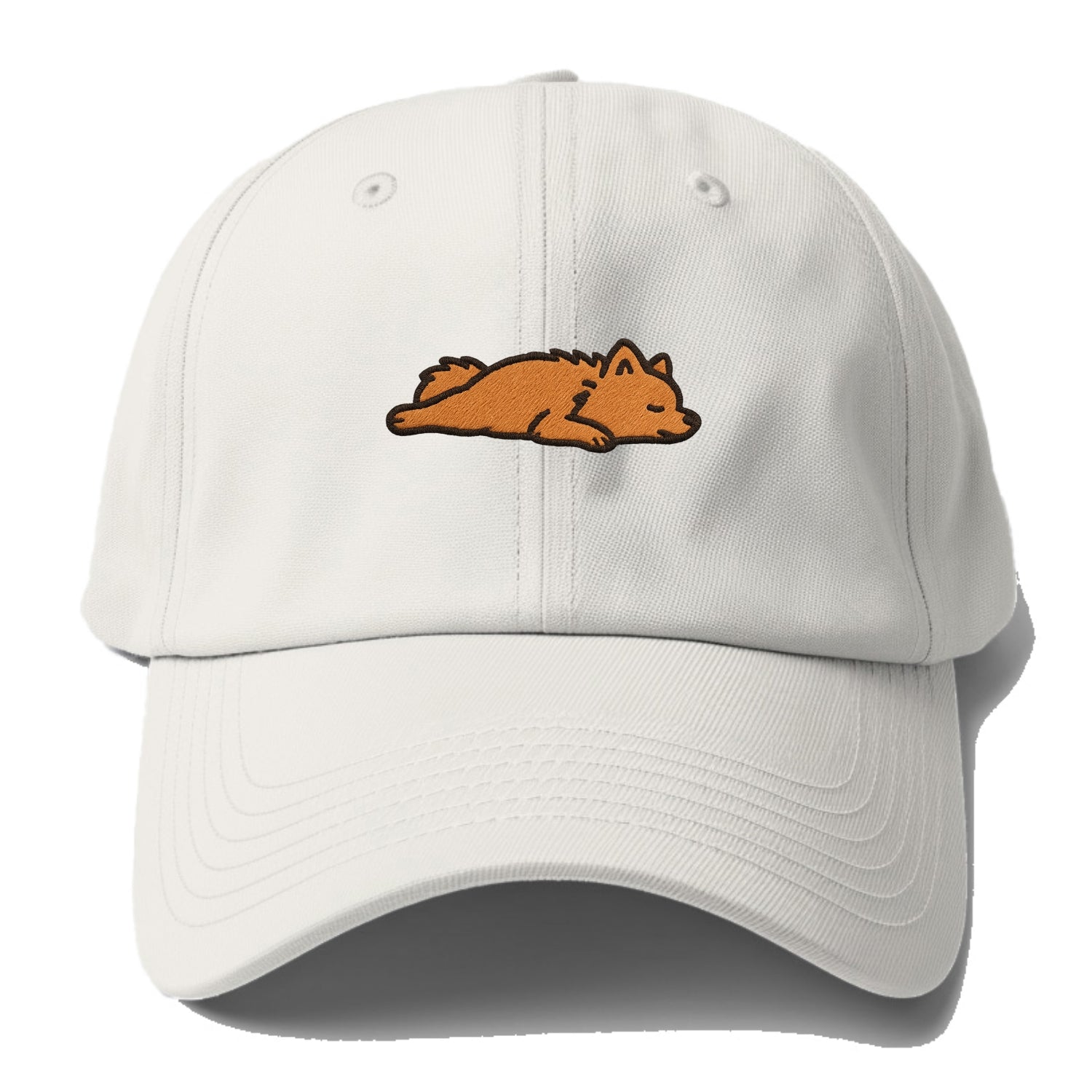 Pomeranian - Orange fluffy fully relaxed Baseball Cap - Off White
