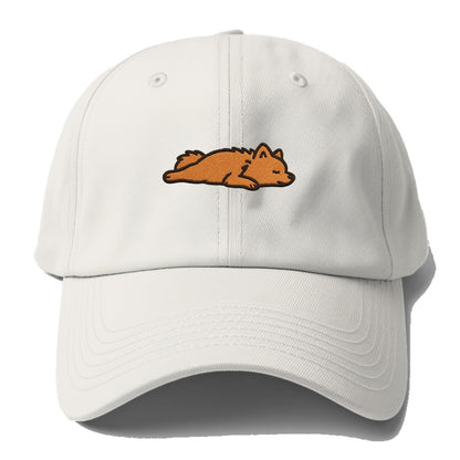 Pomeranian - Orange fluffy fully relaxed Baseball Cap - Off White