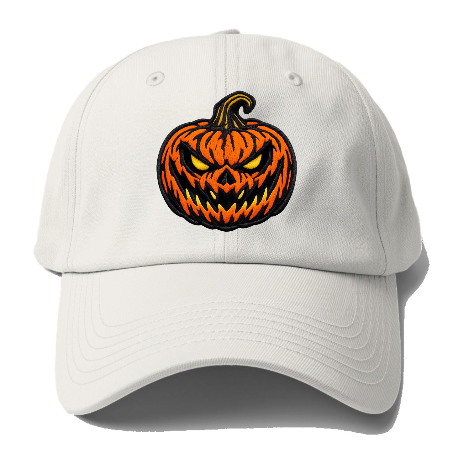 HALLOWEEN PUMPKIN - jack o lantern in orange and black , spooky - Baseball Cap - Off White