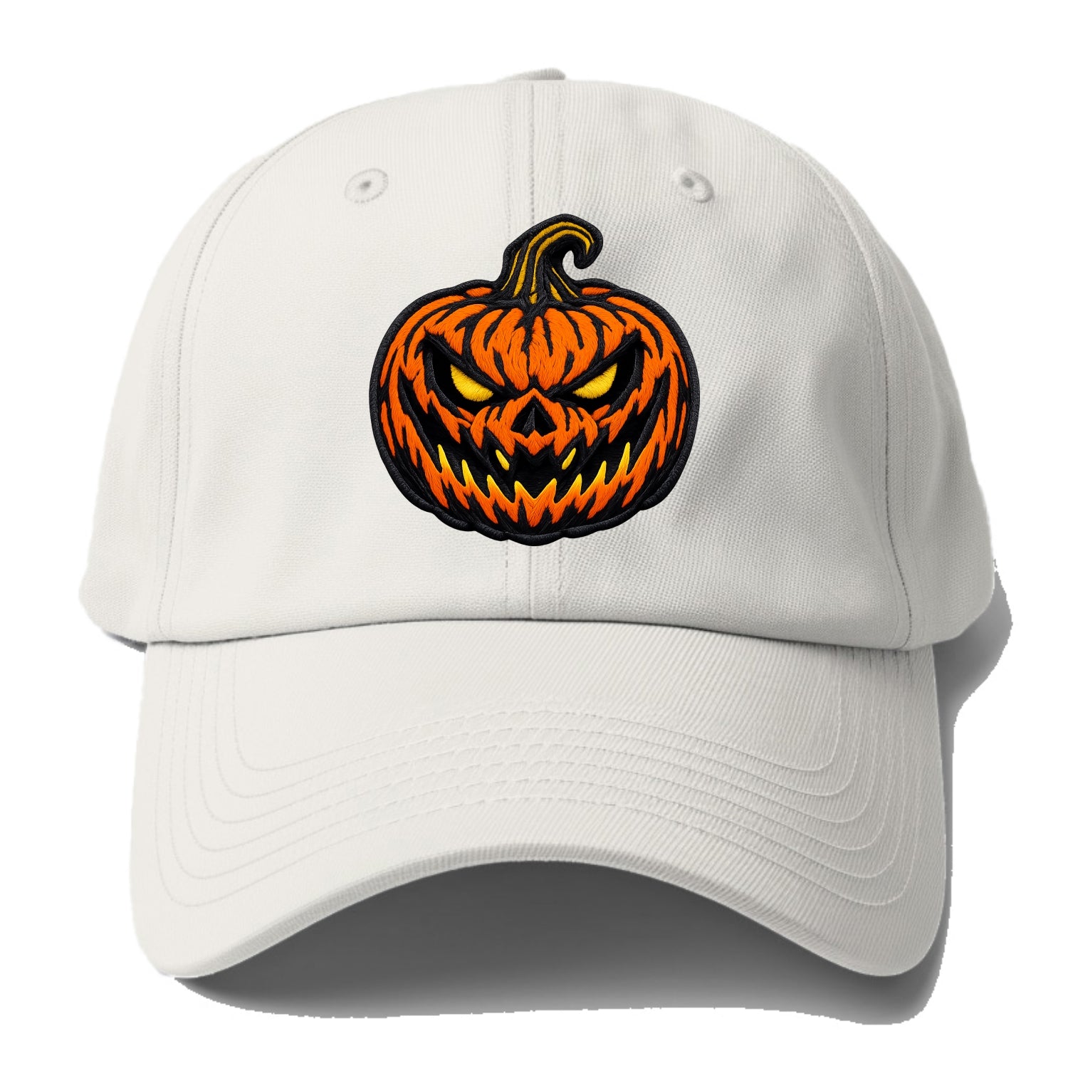 HALLOWEEN PUMPKIN - jack o lantern in orange and black , spooky - Baseball Cap - Off White
