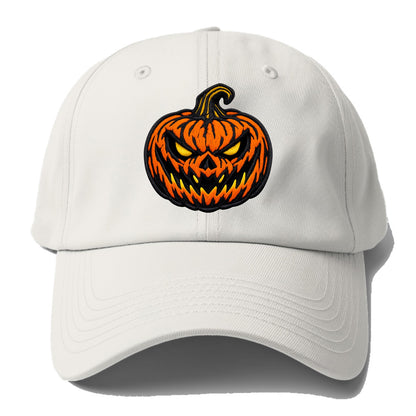 HALLOWEEN PUMPKIN - jack o lantern in orange and black , spooky - Baseball Cap - Off White