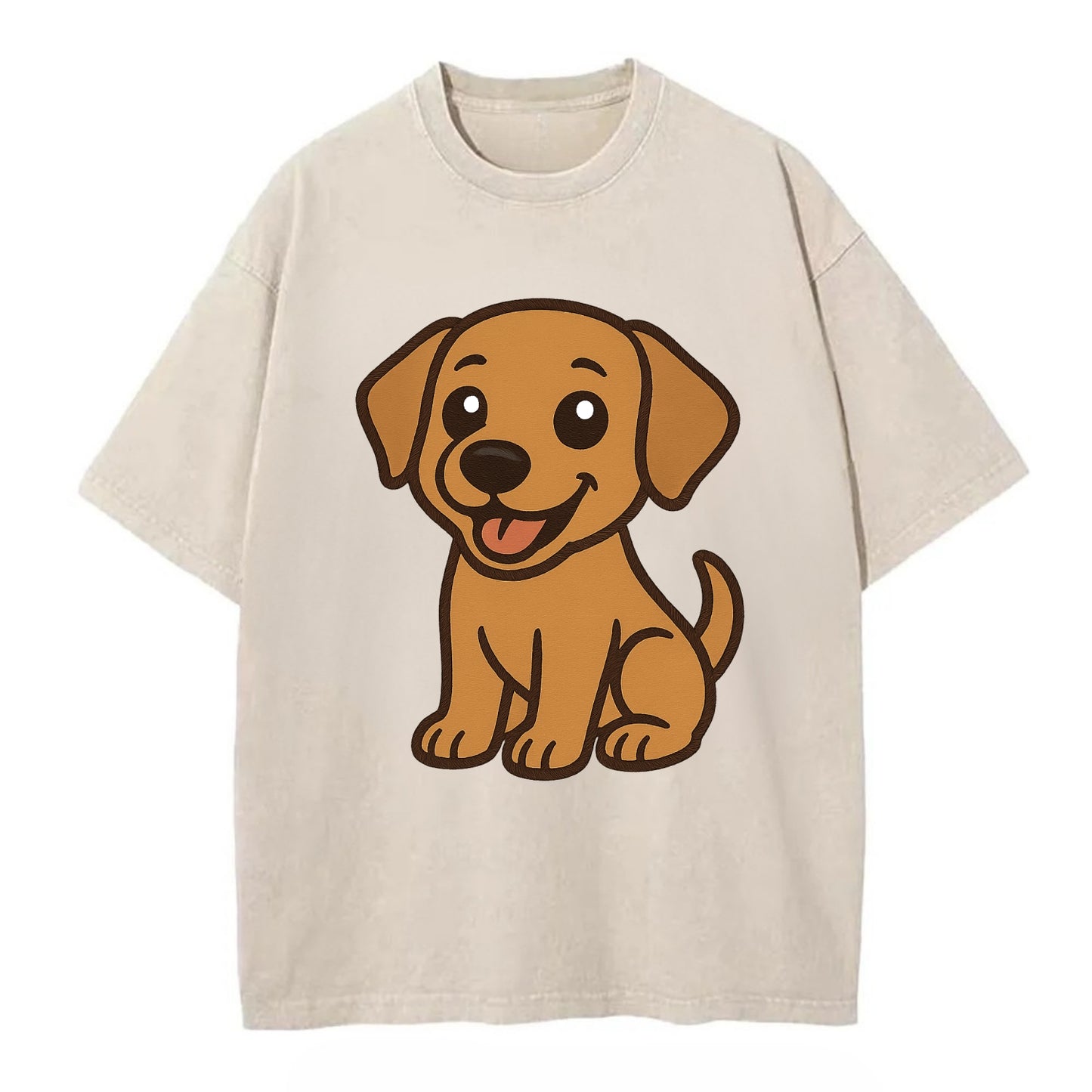 Labrador - Happy panting expression - Vintage T-shirt - Off White