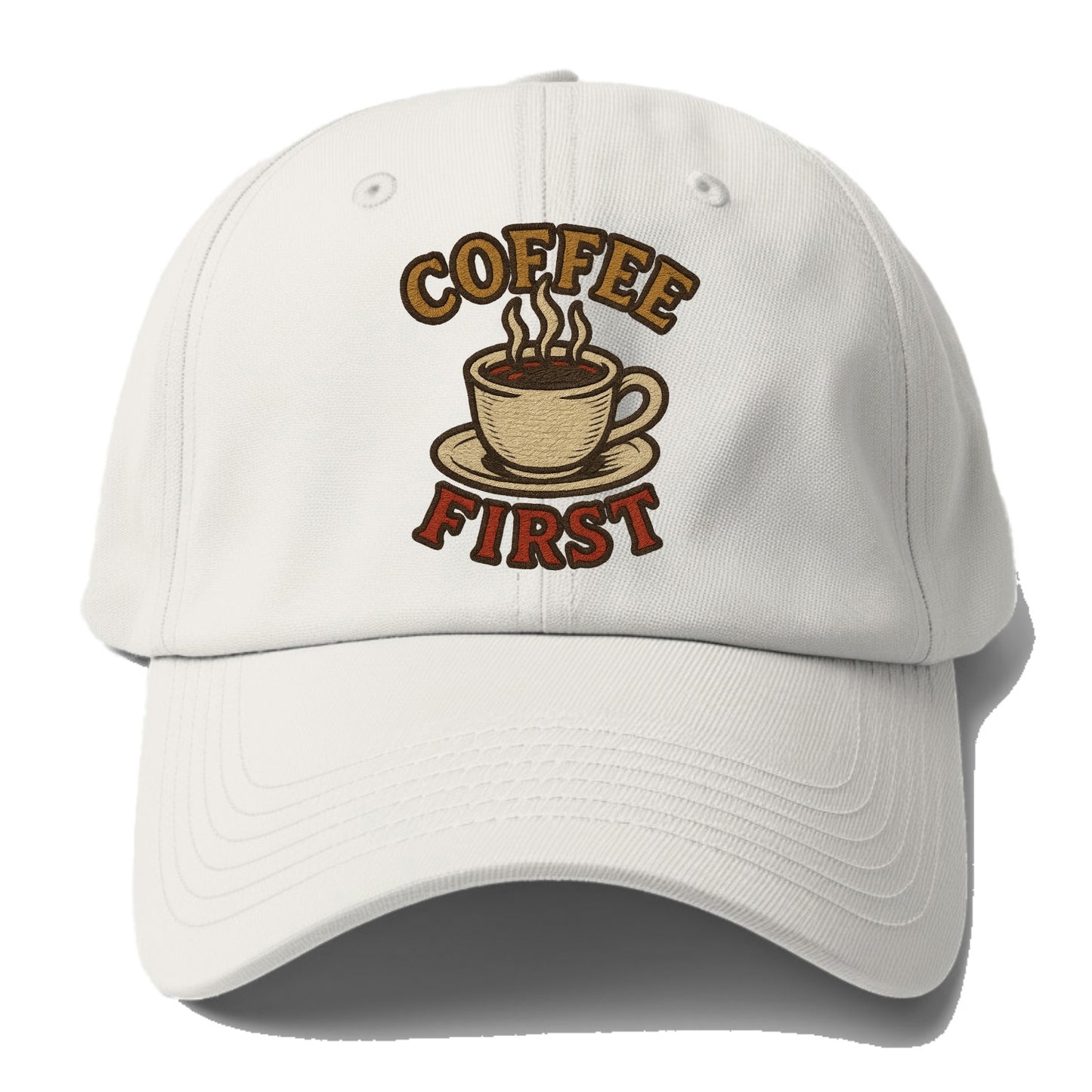 Coffee First  - Baseball Cap For Big Heads - Off White