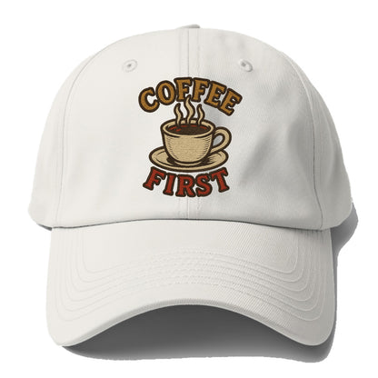 Coffee First  - Baseball Cap For Big Heads - Off White