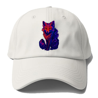 Clever fox with tail dissolving into cosmic nebula swirls, orange to - Baseball Cap For Big Heads - Off White