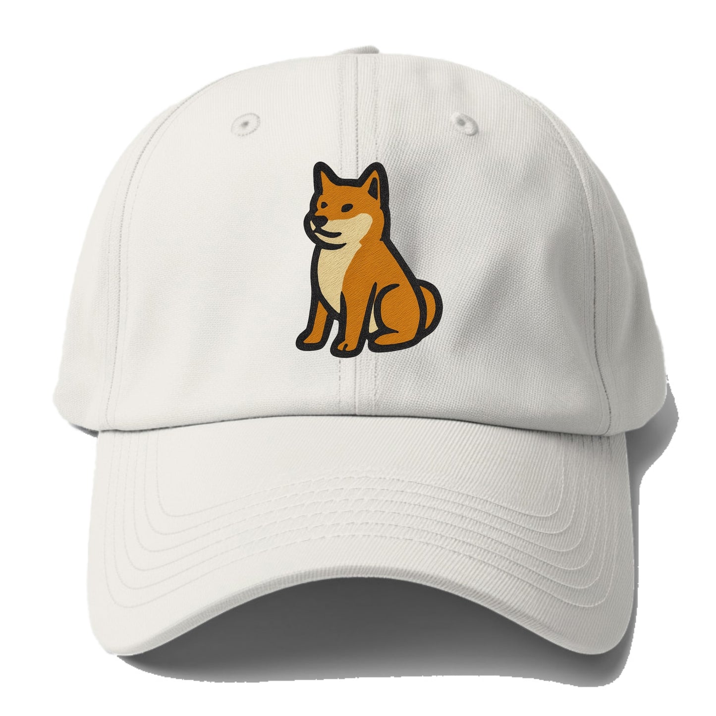 Shiba Inu - Red colored sitting pose - B Baseball Cap For Big Heads - Off White