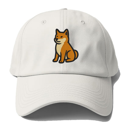 Shiba Inu - Red colored sitting pose - B Baseball Cap For Big Heads - Off White