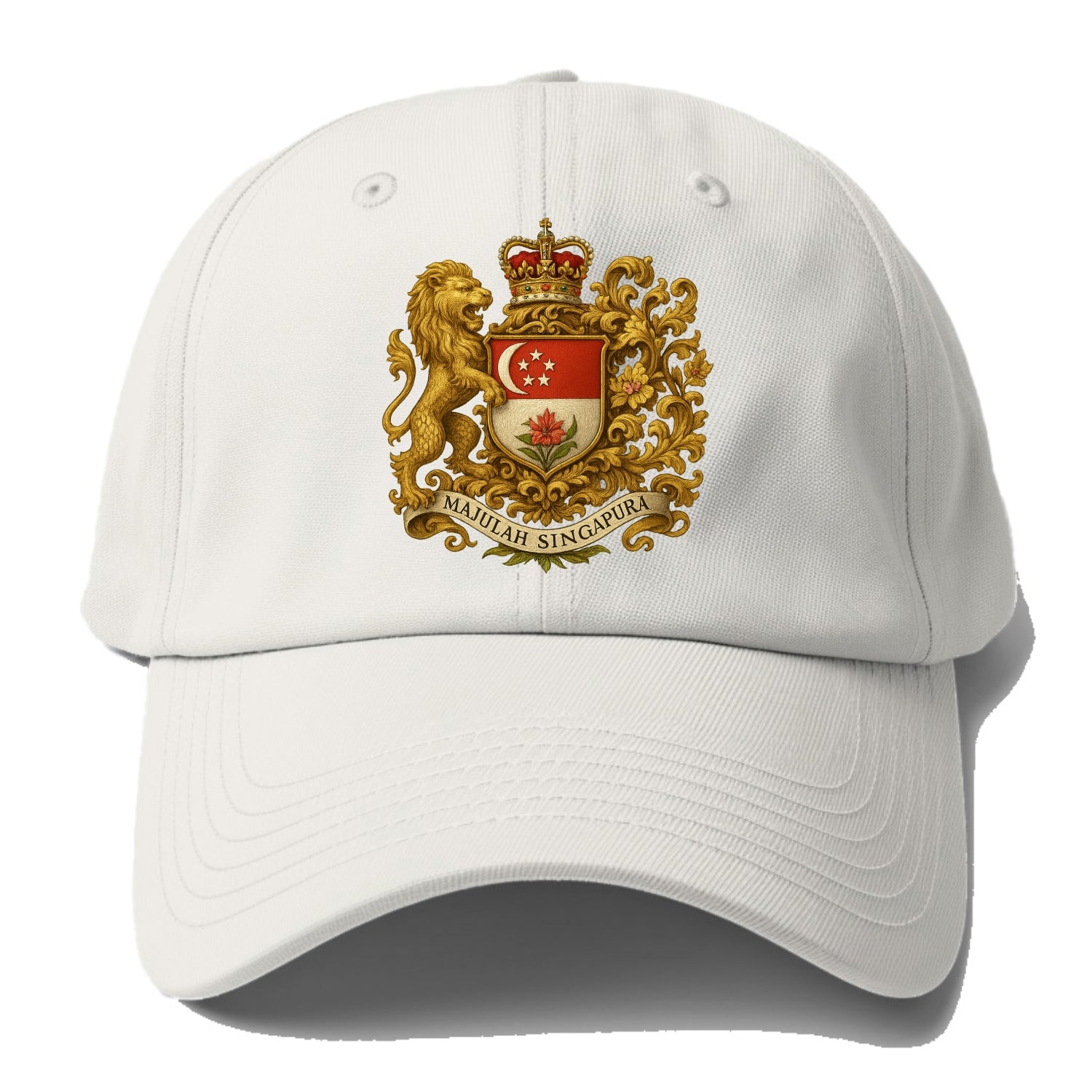 Singapore Merlion Emblem - Baseball Cap For Big Heads - Off White