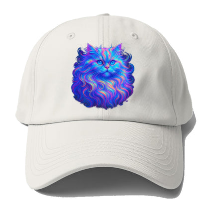 Luxurious Persian cat with flowing fur that refracts into rainbow - Baseball Cap For Big Heads - Off White