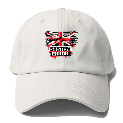 SYSTEM ERROR | Glitch Union Jack pattern | Digital corruption effect | Error code - Baseball Cap - Off White