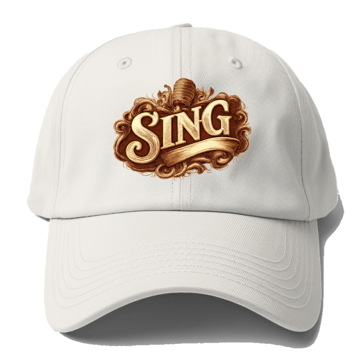 Bold typography design - "SING" - vocal expression, musical soul - Baseball Cap For Big Heads - Off White