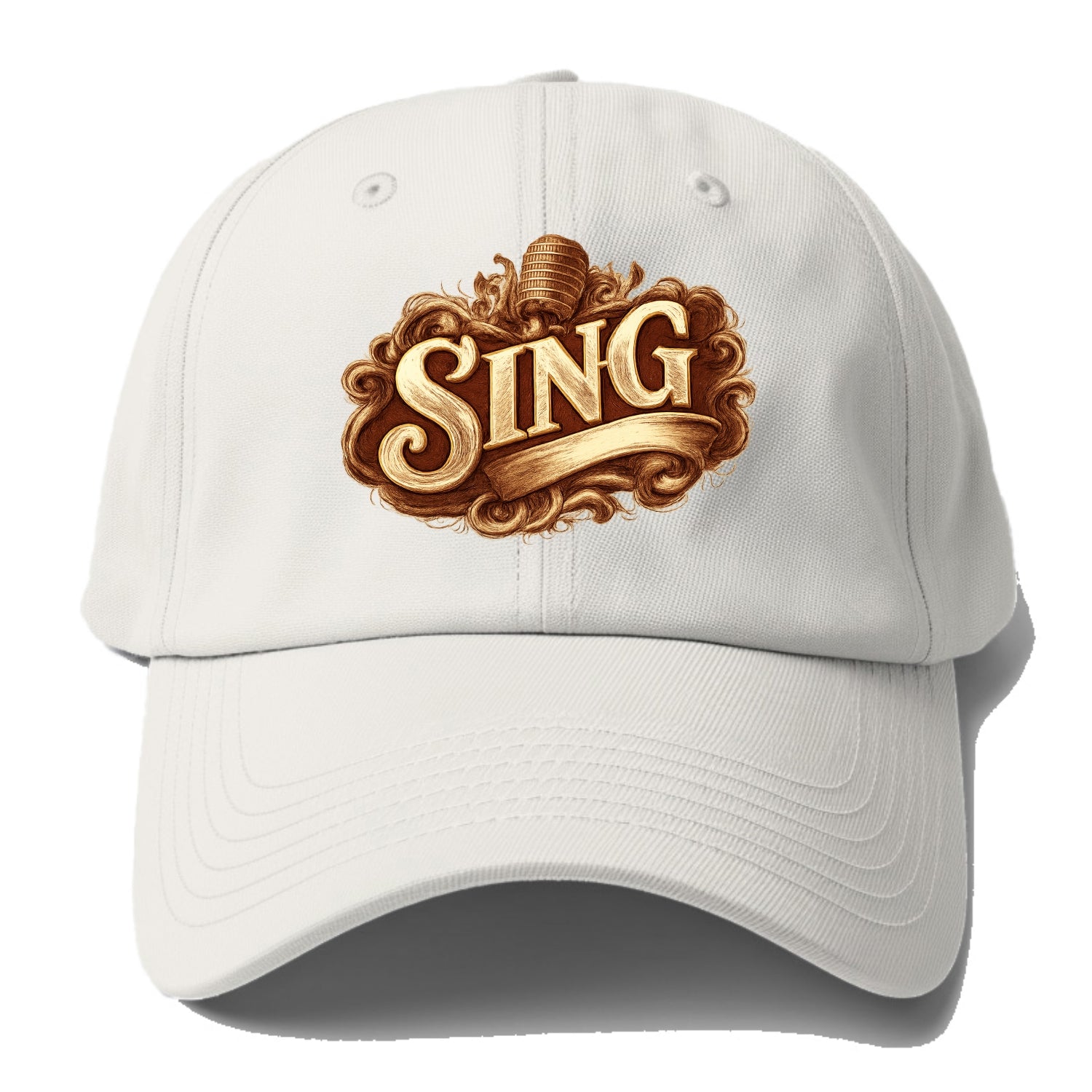 Bold typography design - "SING" - vocal expression, musical soul - Baseball Cap For Big Heads - Off White