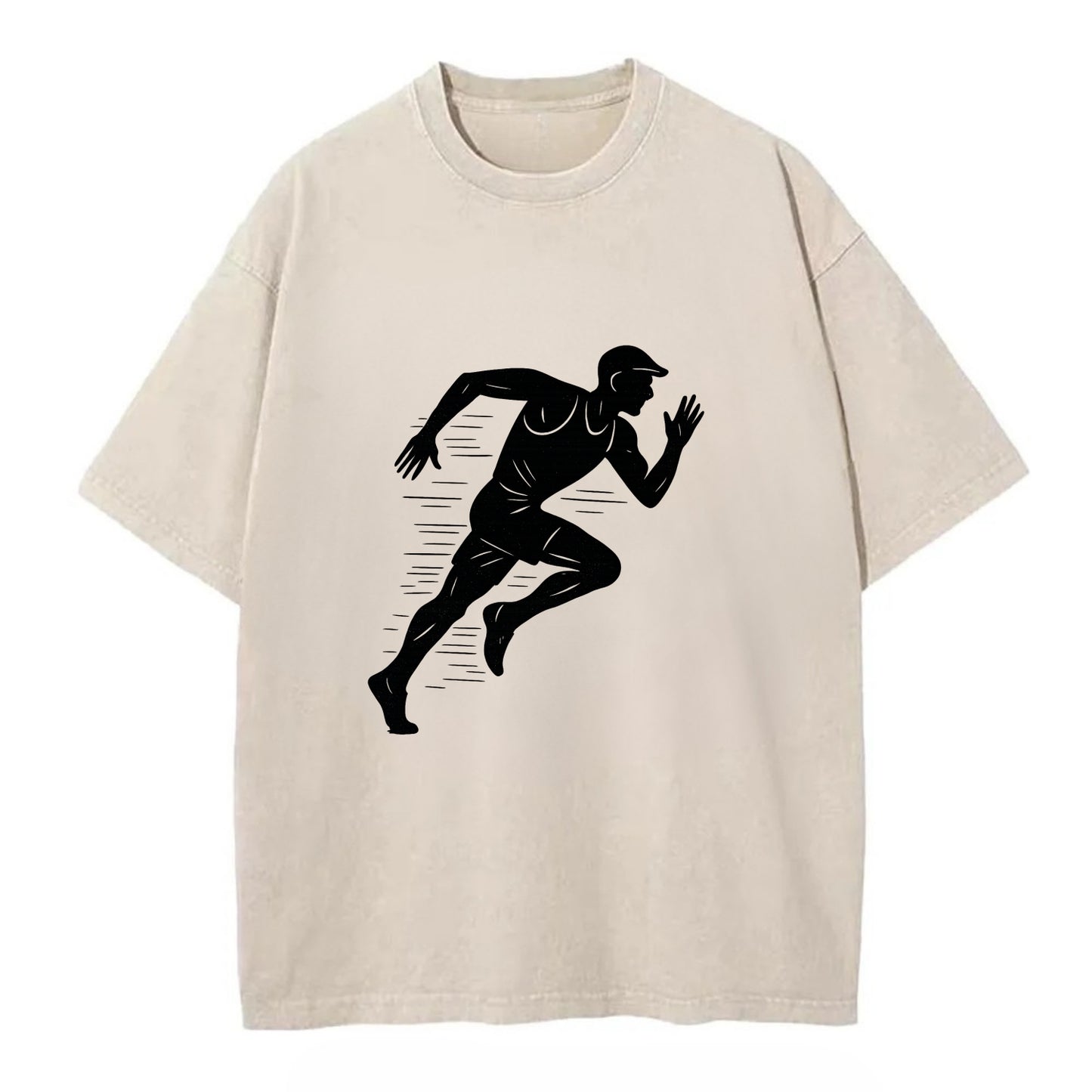 Runner in full stride sprinting - Vintage T-shirt - Off White