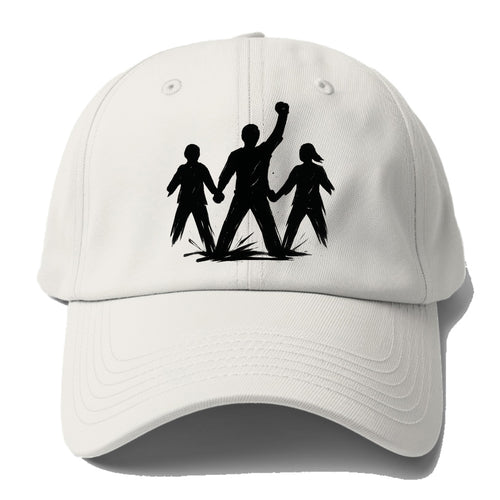 Human chain formation - unity and protection ink brushwork - Baseball Cap