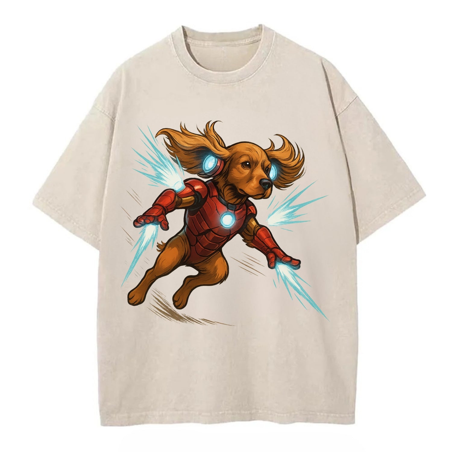 Cocker Spaniel Iron Man  - Vintage T-shirt - Off White