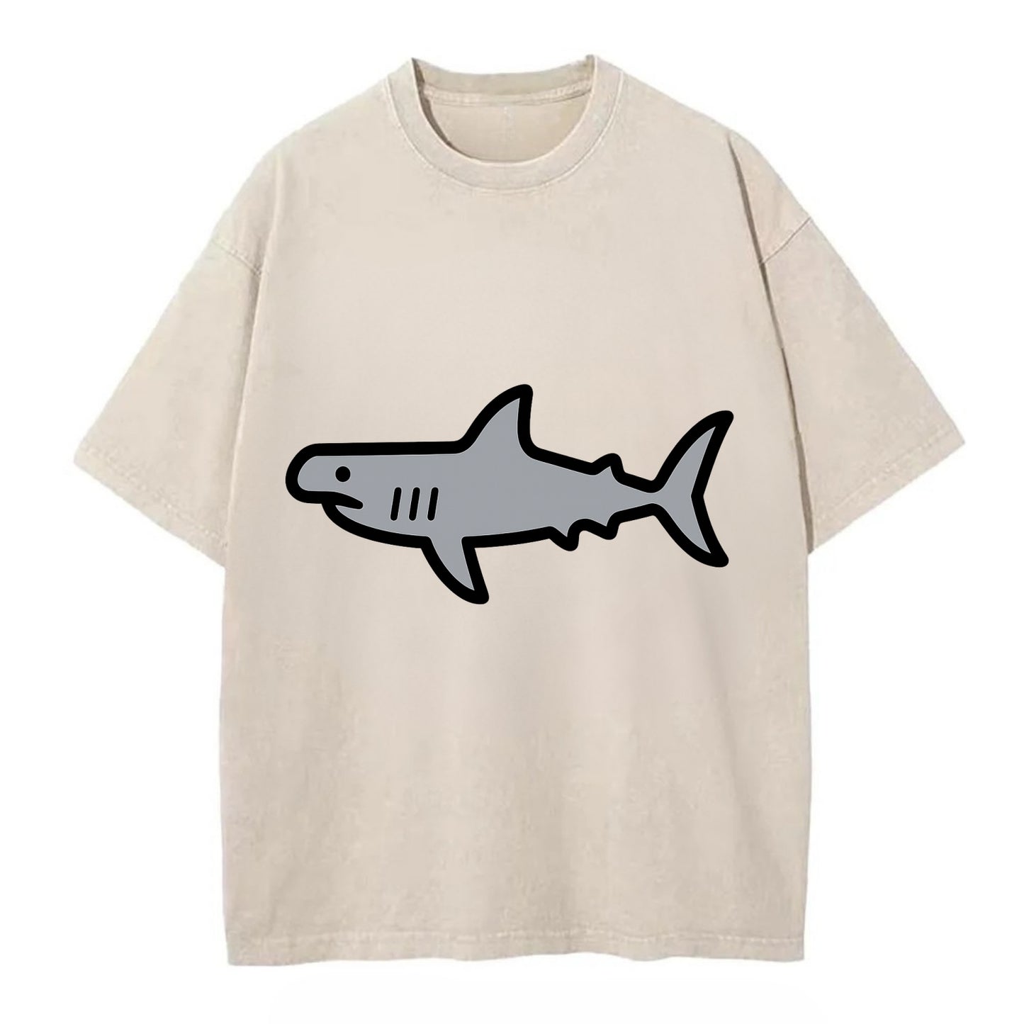 Hammerhead Shark - Gray distinctive head flat side profile - Vintage T-shirt - Off White