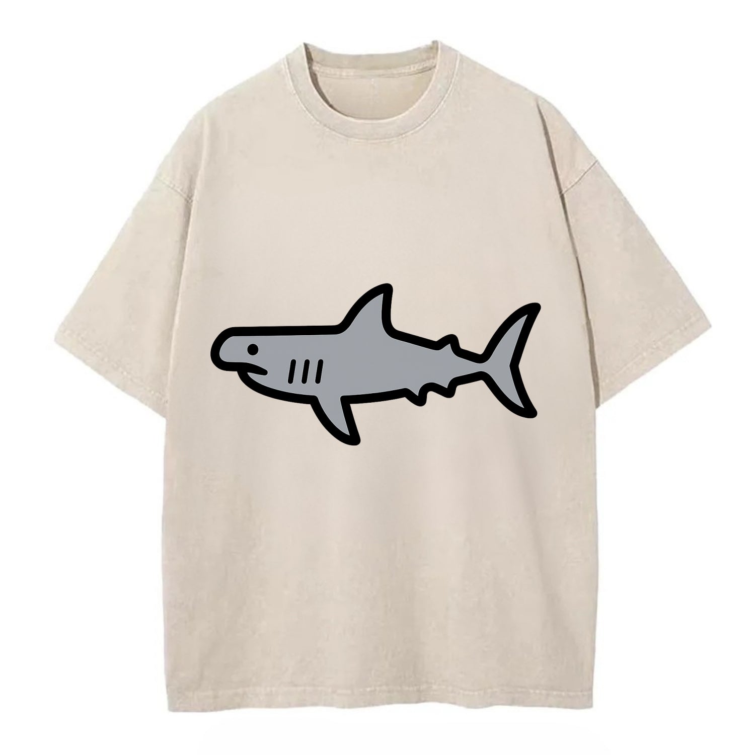 Hammerhead Shark - Gray distinctive head flat side profile - Vintage T-shirt - Off White