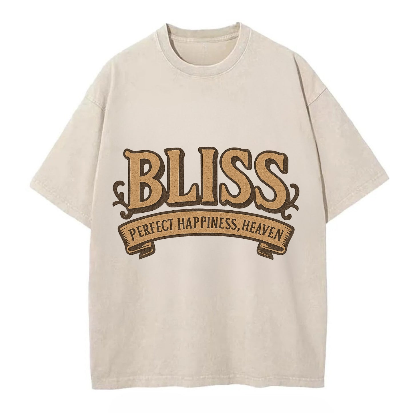 Bold typography design - "BLISS" - perfect happiness, heaven - Vintage T-shirt - Off White