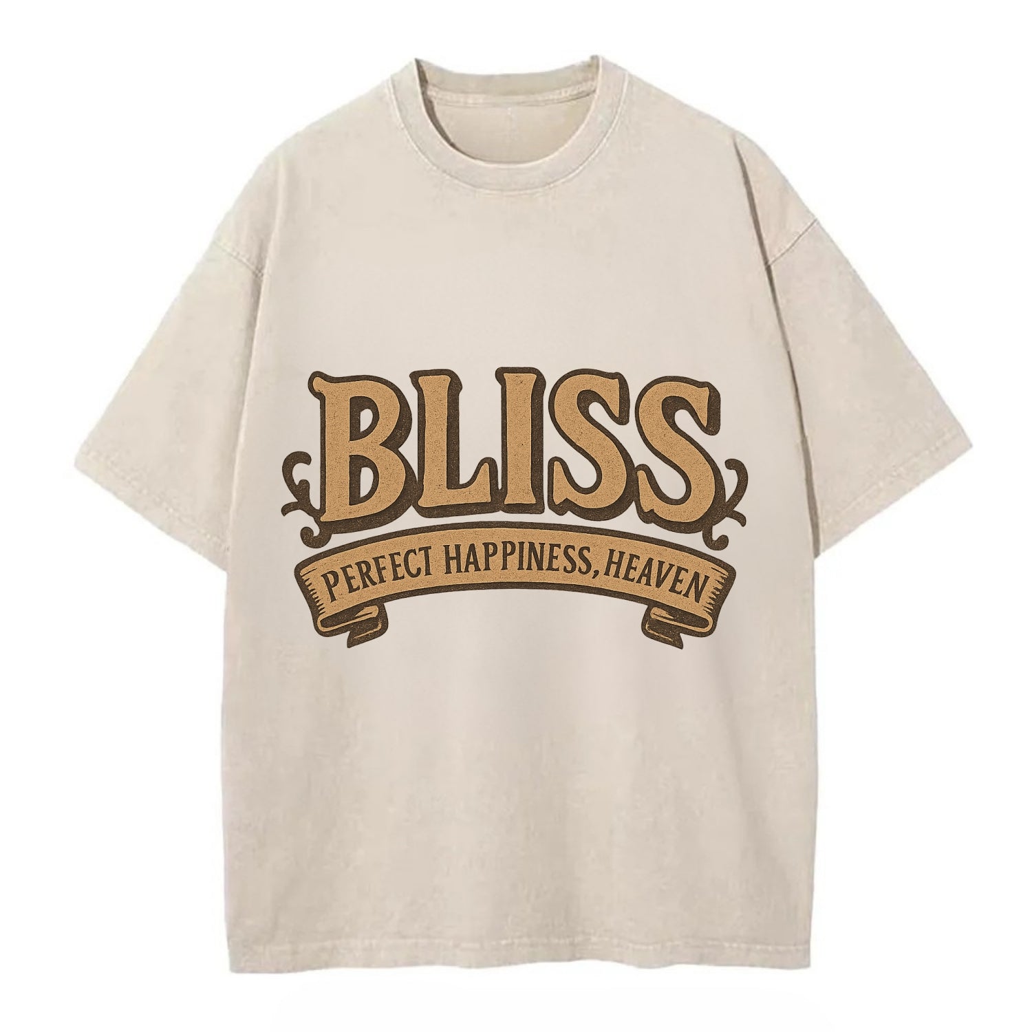 Bold typography design - "BLISS" - perfect happiness, heaven - Vintage T-shirt - Off White
