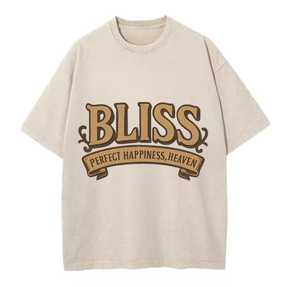 Bold typography design - "BLISS" - perfect happiness, heaven - Vintage T-shirt - Off White