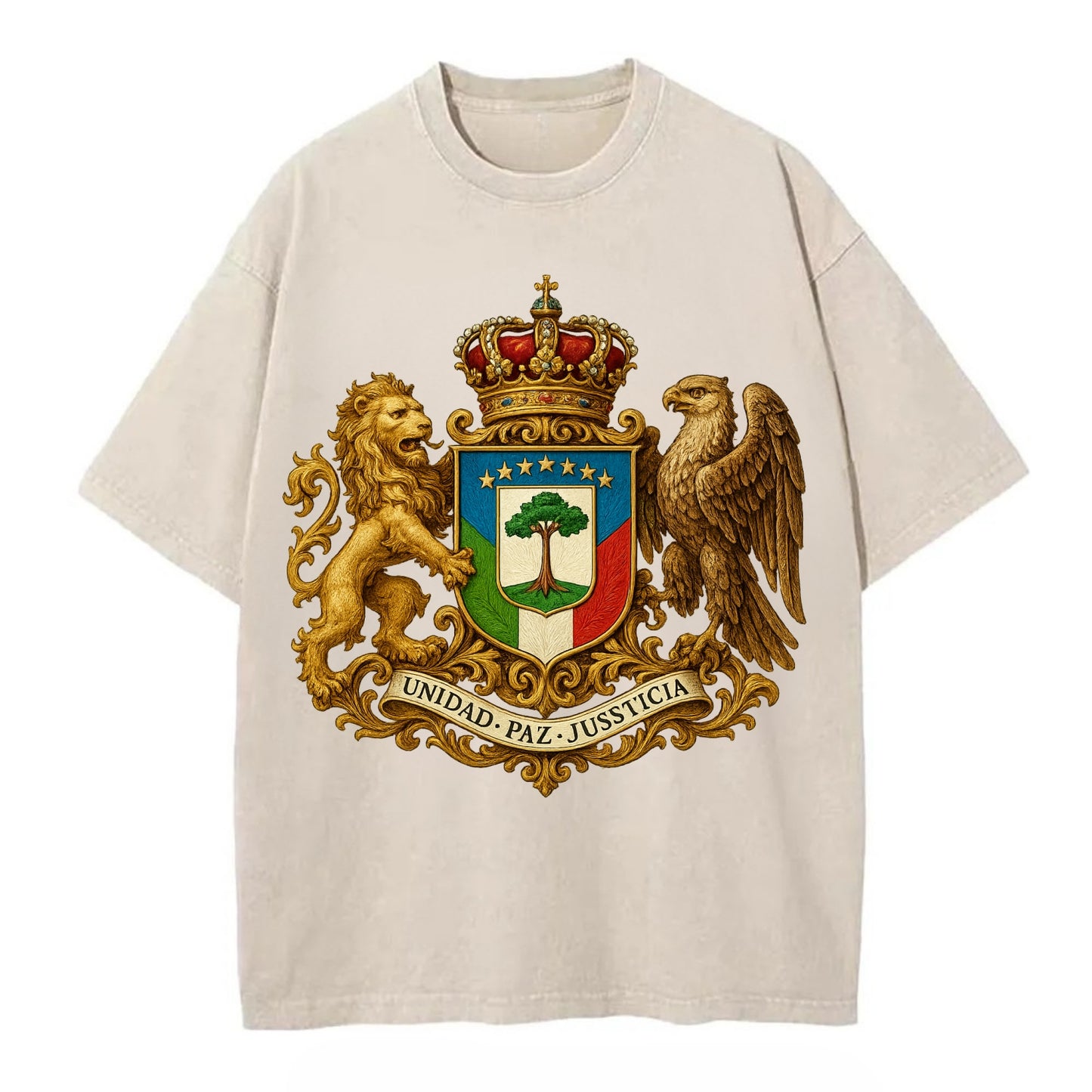 Equatorial Guinea Silk Cotton Tree Emblem - Vintage T-shirt - Off White