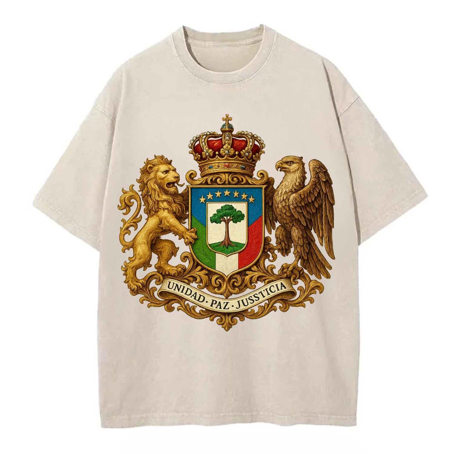 Equatorial Guinea Silk Cotton Tree Emblem - Vintage T-shirt - Off White