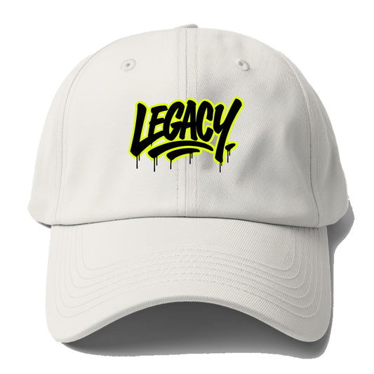 Bold typography design - "LEGACY" - what you leave behind, lasting impact - Baseball Cap - Off White