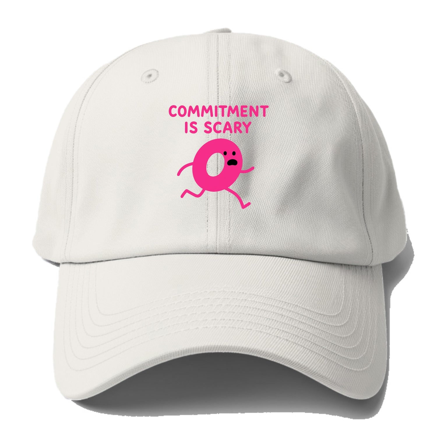 COMMITMENT IS SCARY | Terrified ring running away - Baseball Cap For Big Heads - Off White