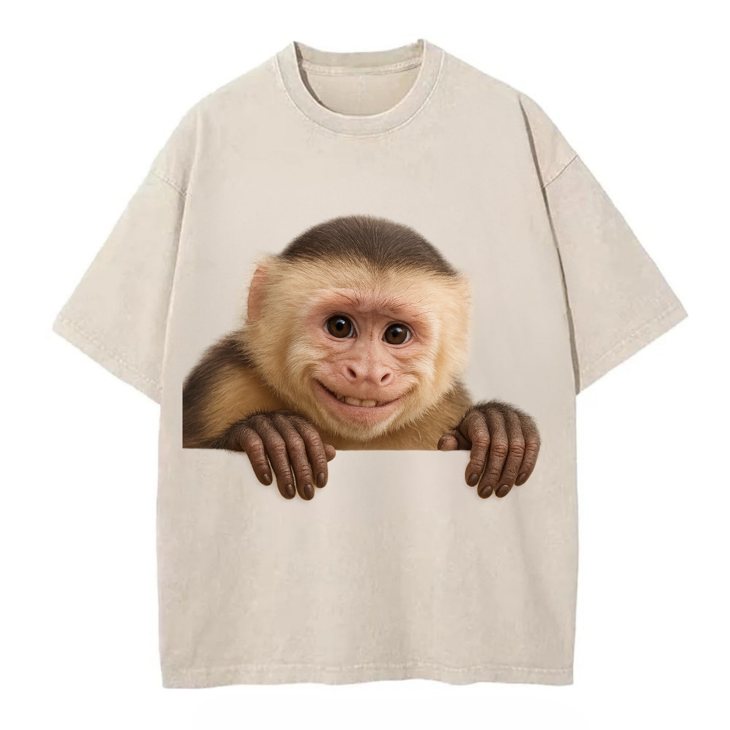 Capuchin Monkey  - Vintage T-shirt - Off White