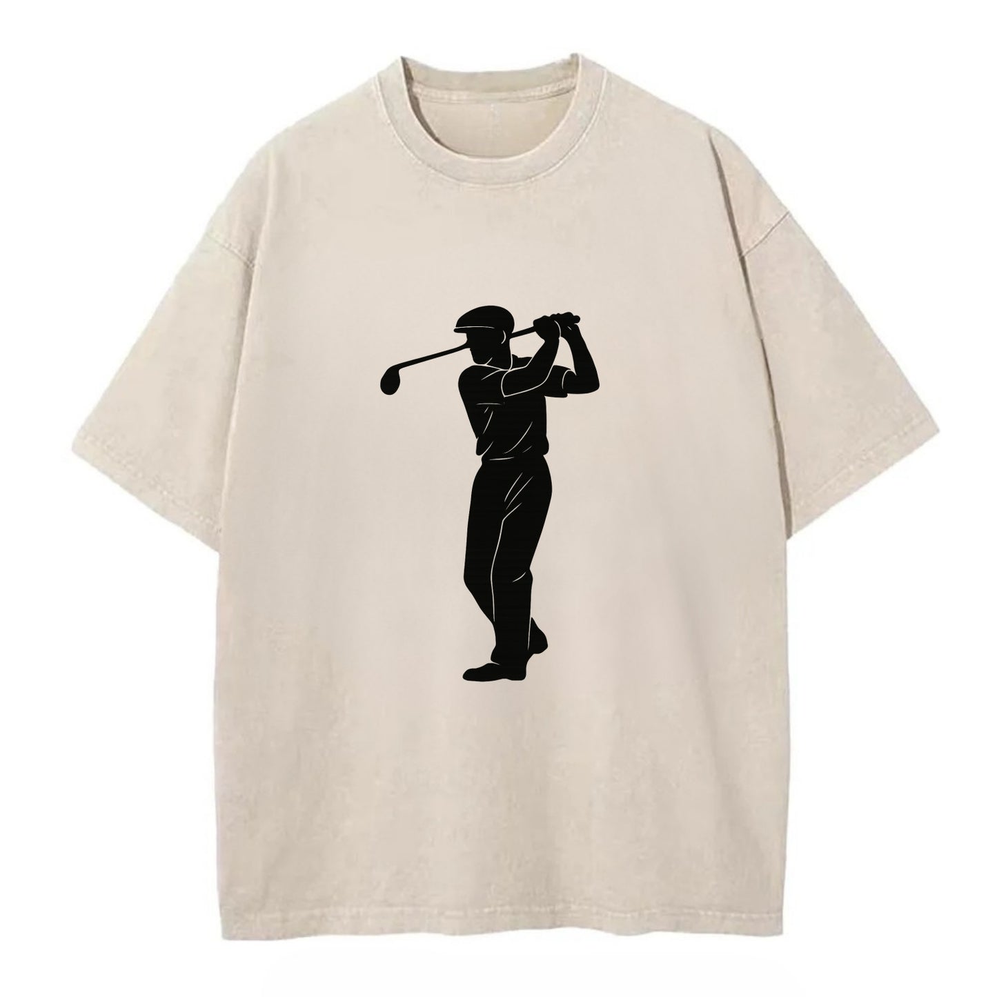Golfer mid-swing with driver - Vintage T-shirt - Off White