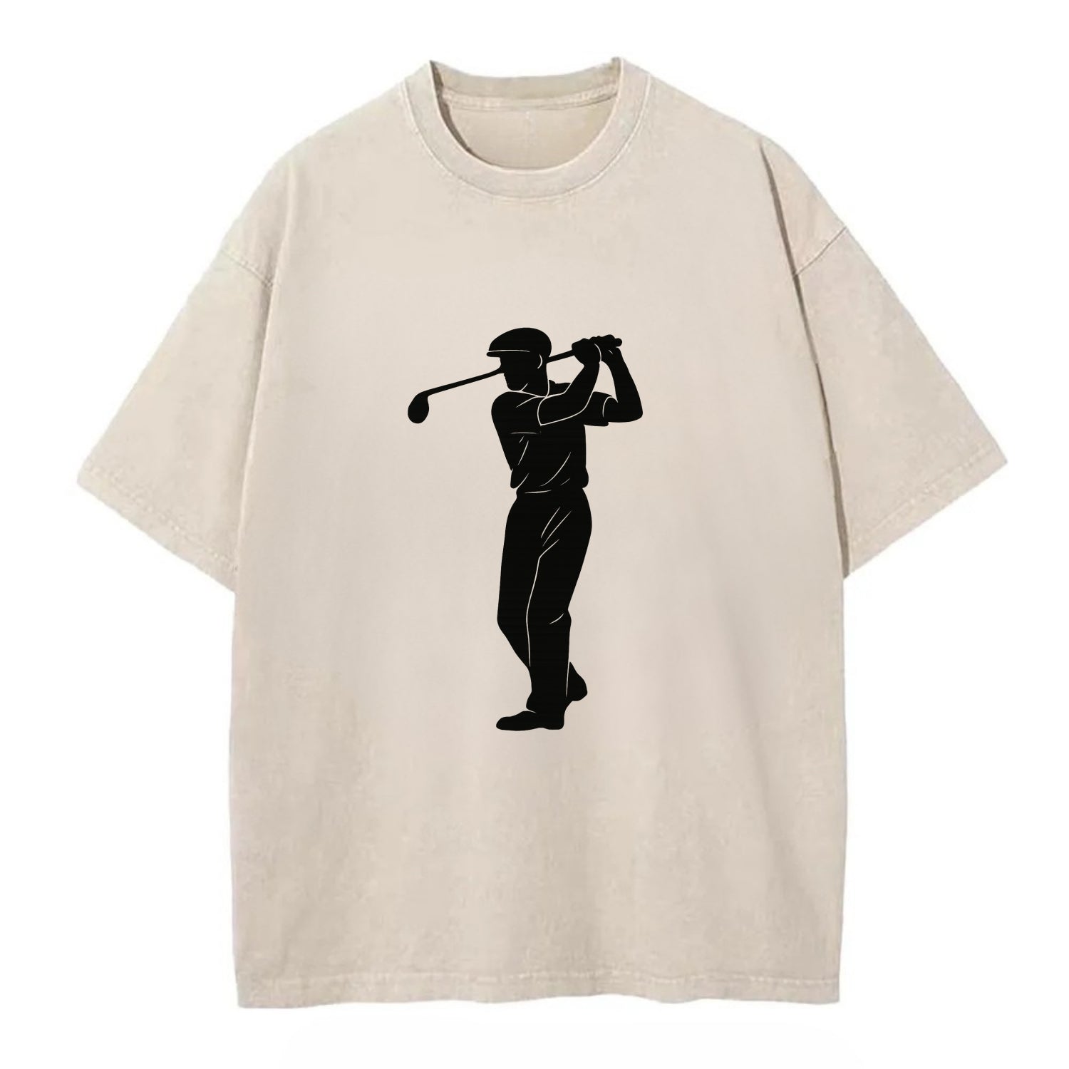 Golfer mid-swing with driver - Vintage T-shirt - Off White