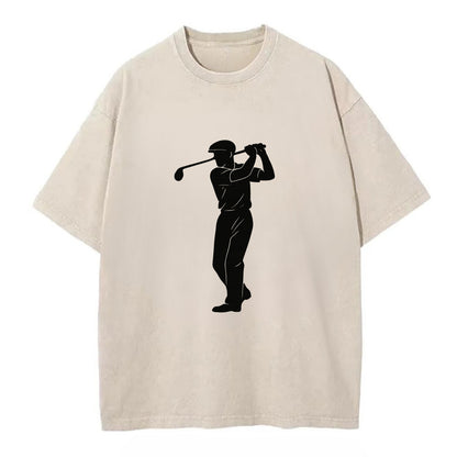 Golfer mid-swing with driver - Vintage T-shirt - Off White
