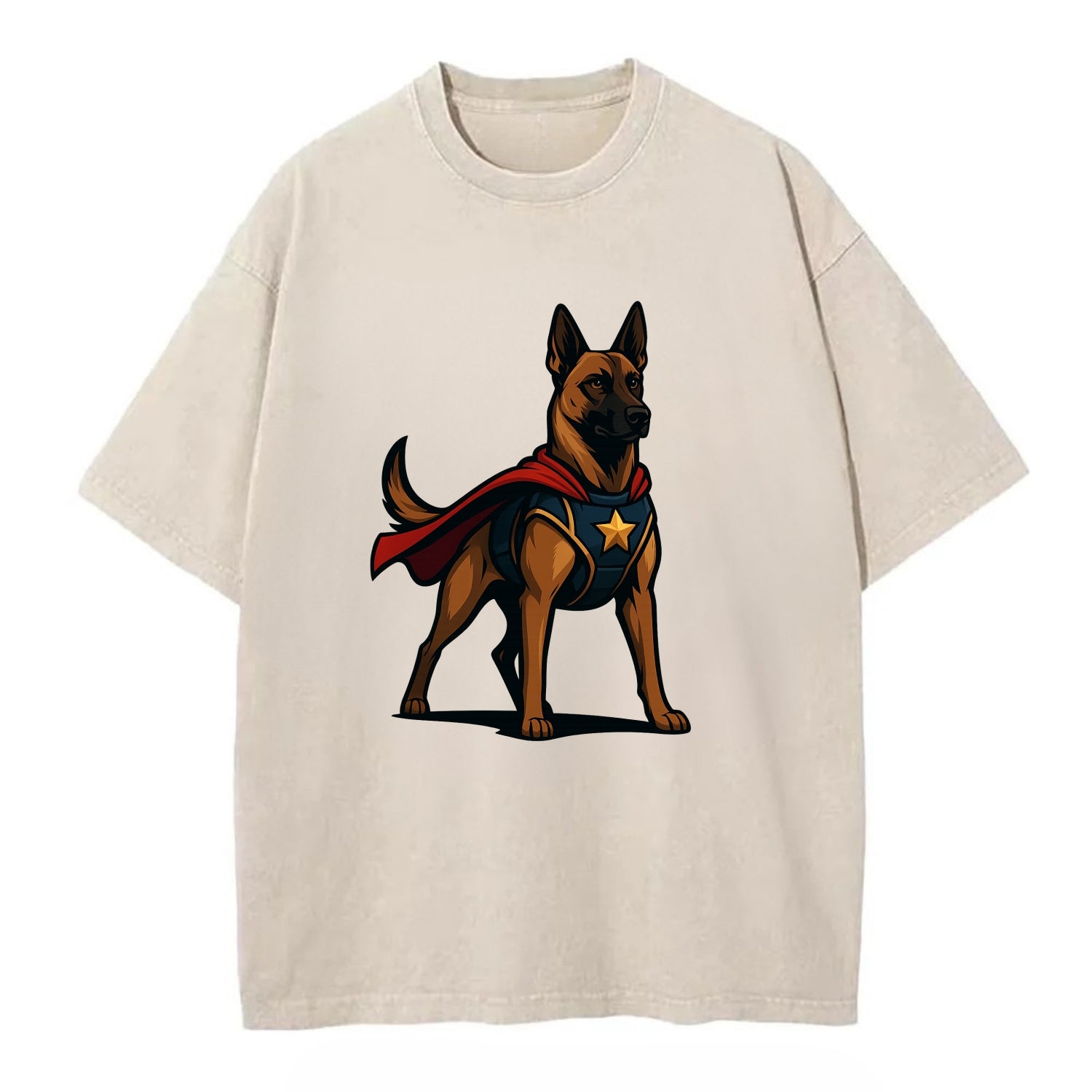 Belgian Malinois Guardian Hero  - Vintage T-shirt - Off White
