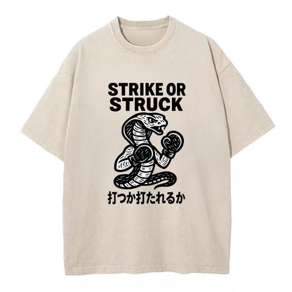 Strike or Struck - Cobra wearing boxing Vintage T-shirt - Off White