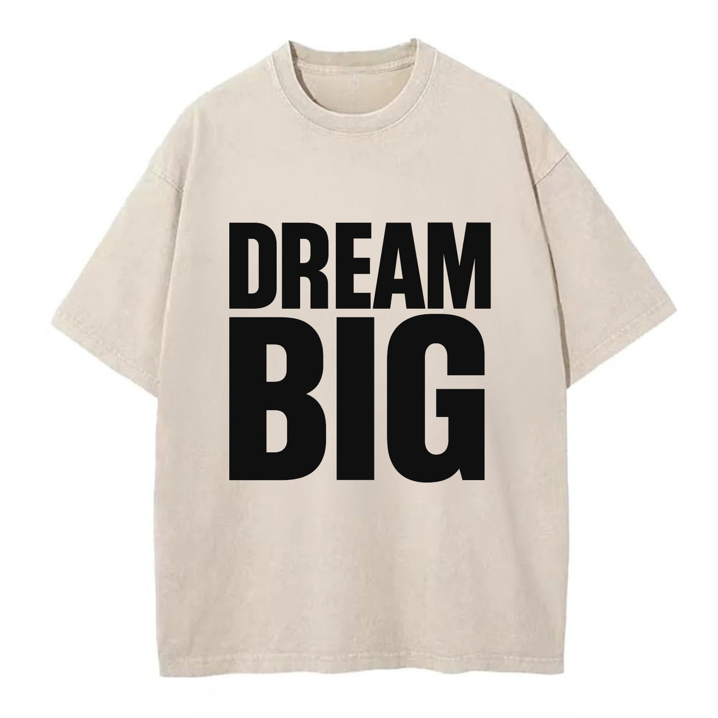 Bold typography design - "DREAM BIG" - ambitious goals, no limits - Vintage T-shirt - Off White